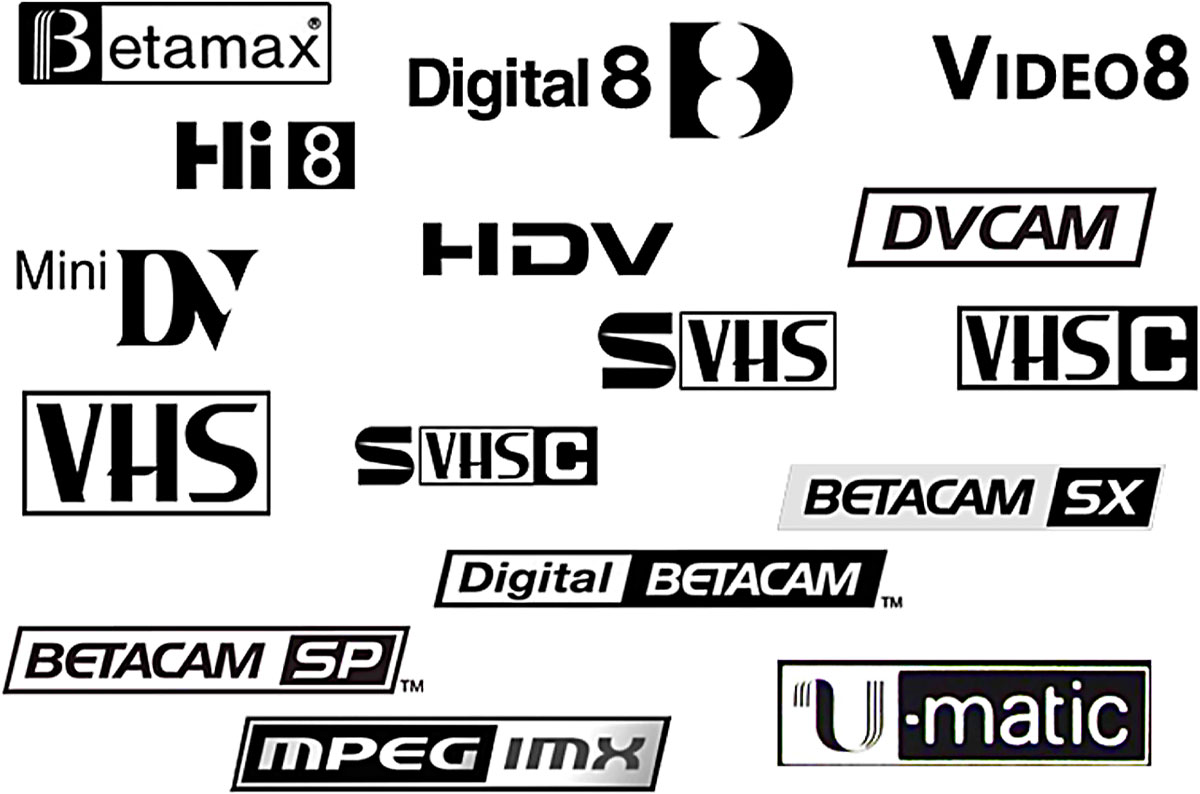 DVCAM, Betacam SP, Mini DV, Digital Betacam, IMX mpeg. Copie e duplicazioni compatibili con 3/4", S-VHS, VHS, Video 8, Hi8, DVD+, DVD-, DVDRW+, DVDRW-, S-VCD, VCD, DIVx, DV video 2000, BETAMAX, U-MATIC, HDCAM, XDCAM, HD Varicam, Red One, Hdcam, DVCPRO HD, DVCPRO 50.